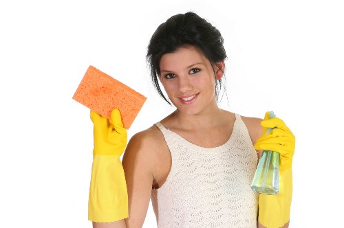 Cleaner preparing a property for final inspection