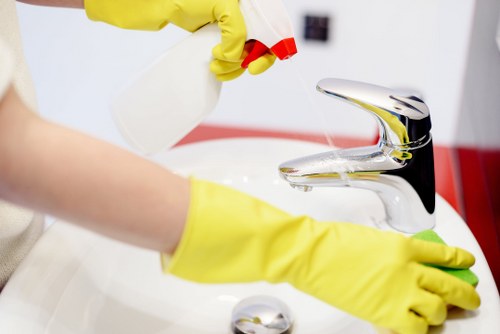 Bathroom sanitizing as part of move out cleaning service