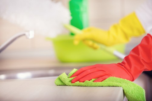 Professional post construction cleaning of a bright interior space